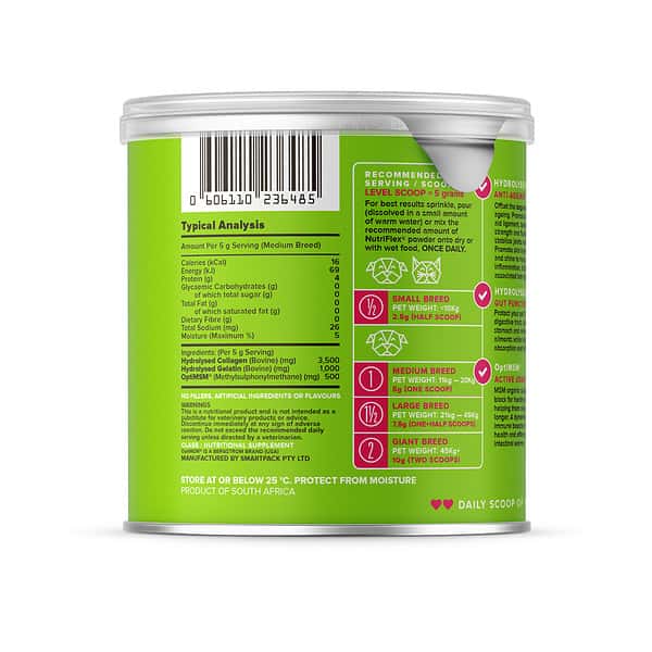 Nutriflex Beef Collagen For Dogs Recommended Nutritional Data